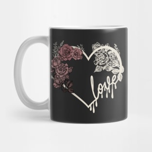 Love heart and roses dark romantic design in ivory Mug